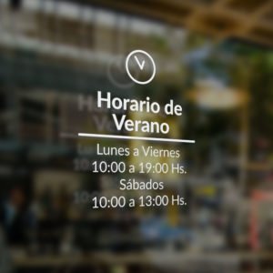 Cartel de Horario para Puerta de vidrio en vinilo autoadhesivo