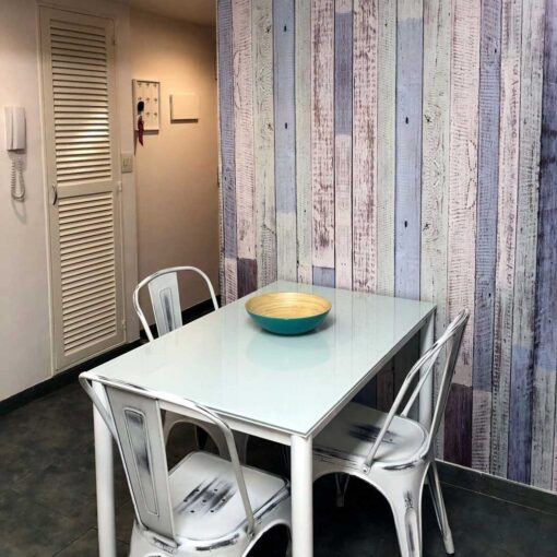 Mural empapelado ploteado - Textura madera gastada - Cocina