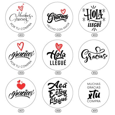 Modelos Disponibles de Stickers: Muchas gracias por tu compra