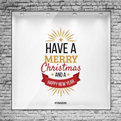 Vinilo de "Have a Merry Christmas and a Happy New Year" Colorido - 55 x 100 cm