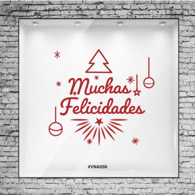 Vinilo para vidriera de navidad Muchas Felicidades