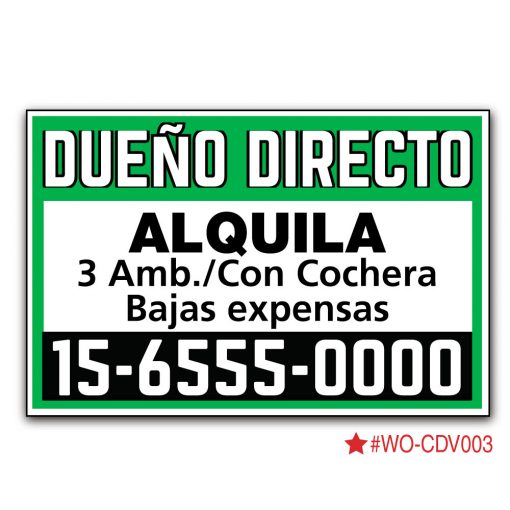 Cartel Dueño Vende / Alquila – Sin Inmobiliaria – 100 x 66 cm - Imagen 5
