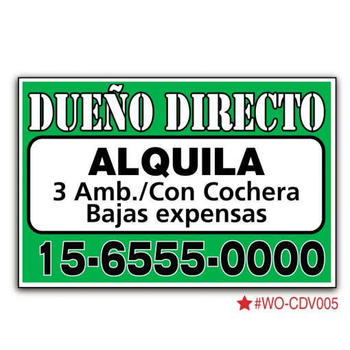 Cartel Dueño Vende / Alquila – Sin Inmobiliaria – 100 x 66 cm - Imagen 4