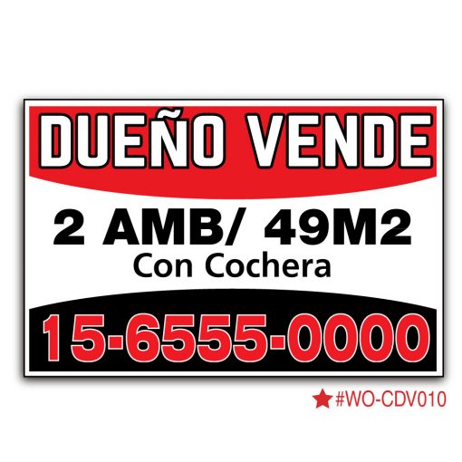 Cartel Dueño Vende / Alquila – Sin Inmobiliaria – 100 x 66 cm - Imagen 2