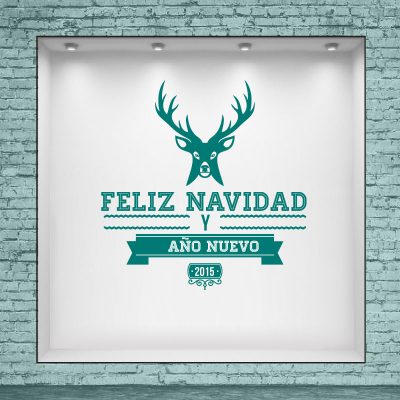 Reno de cuernos largos con frase "Feliz Navidad y año nuevo 20XX"