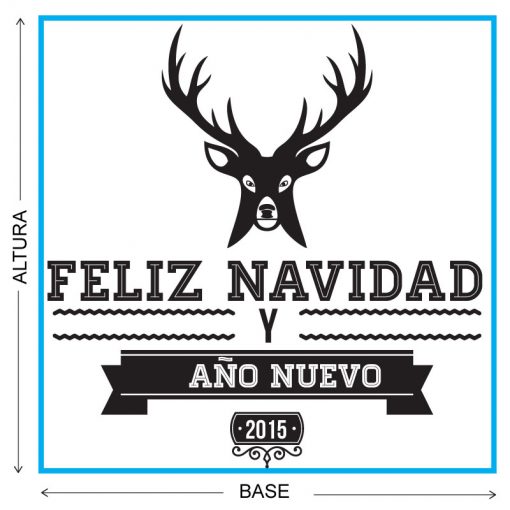 Reno de cuernos largos con frase "Feliz Navidad y año nuevo 20XX" - Imagen 2