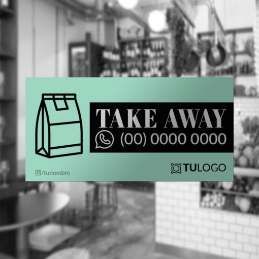 Cartel Autoadhesivo para Vidriera - Comercios - Take Away - Delivery - Imagen 3