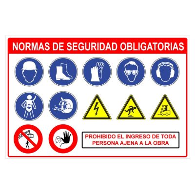 Cartel normas de seguridad obligatorias - Obra en construcción