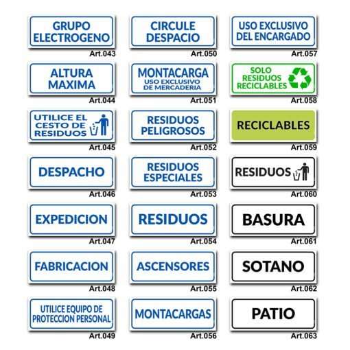 Carteles Informativos de Señalización - Residuos Reciclables