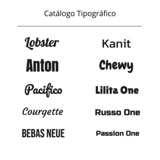 Catalogo tipográfico de letras standard