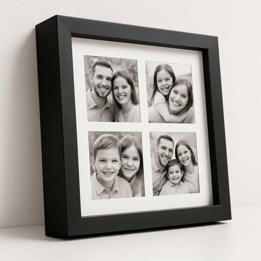 cuadros con 4 fotos - Marco de madera - 20x20 cm