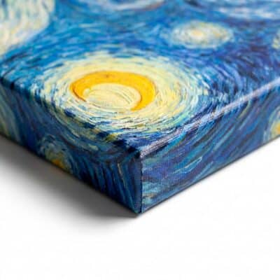 detalle de cuadro canvas con textura de tela lienzo y espesor de bastidor 20 mm