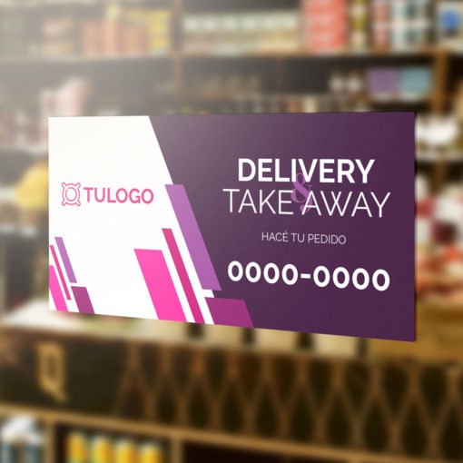 Cartel Autoadhesivo para Vidriera - Comercios - Take Away - Delivery - Imagen 2