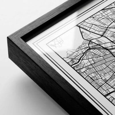 Cuadro personalizado con tu foto - Detalle del vertice en madera marupa pintada de negro con vidrio