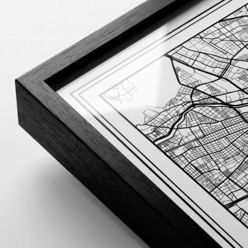 Cuadro personalizado con tu foto - Detalle del vertice en madera marupa pintada de negro con vidrio