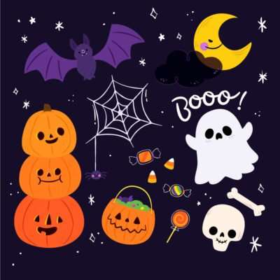 Ejemplo de diseños relacionados con Halloween - Fantasmas, Calabazas, Calaveras, etc.