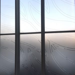 Vinilo esmerilado para ventanas con diseño floral