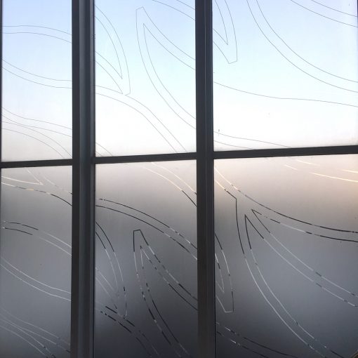 Vinilo esmerilado para ventanas con diseño floral