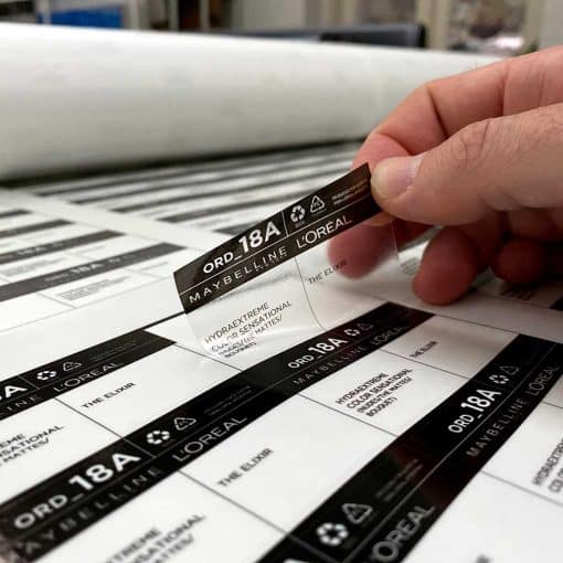 Impresión de etiquetas transparentes LÓreal