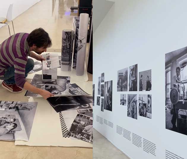 Instalación de la línea de tiempo de Gyula Kosice en el Malba