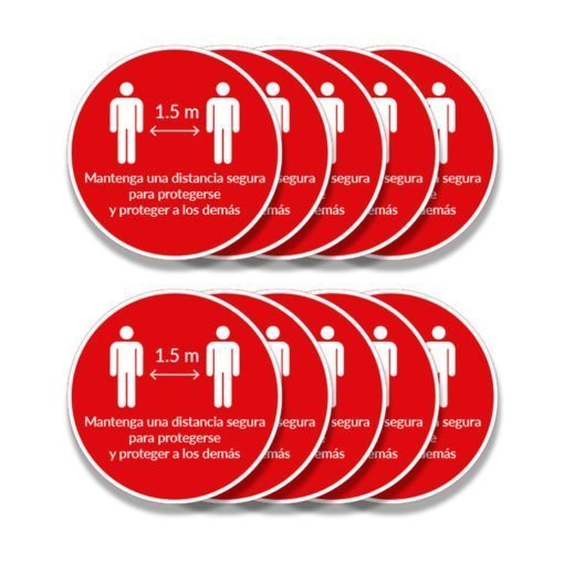 Pack de 10 calcos - Señalización para Pisos - Coronavirus - Covid 19