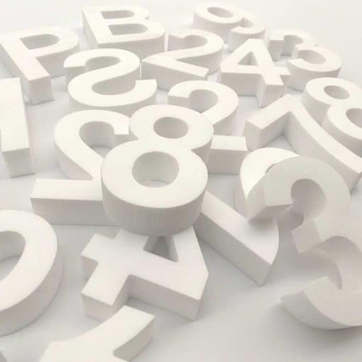 Letras y numeros en polifan sin pintar