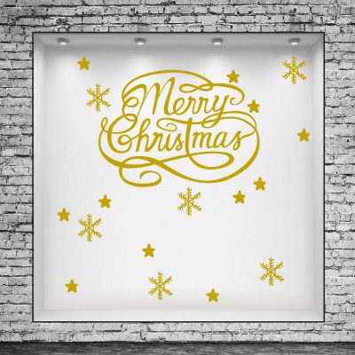 "Merry Christmas" con nieve decorativa de Navidad