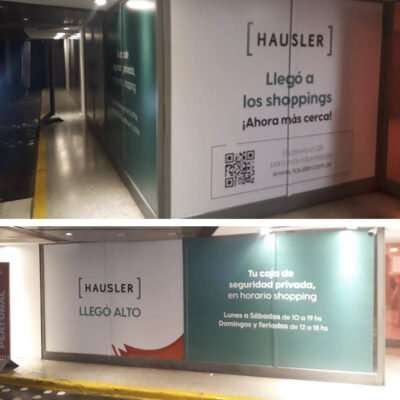Ploteo en vinilo autoadhesivo con instalación en Shopping