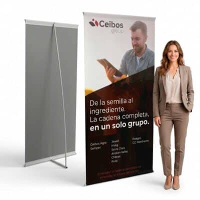 Portabanner un tensor con lona impresa 90 × 190 cm – RotulArte Buenos Aires