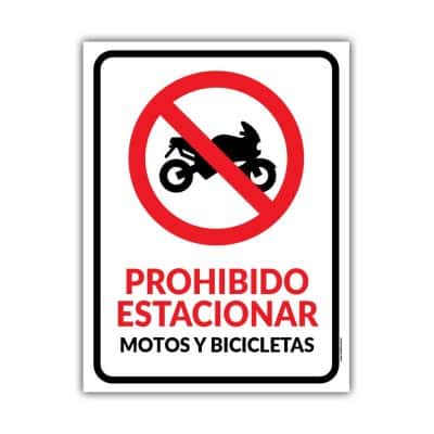 Cartel Prohibido Estacionar Motos y Bicicletas