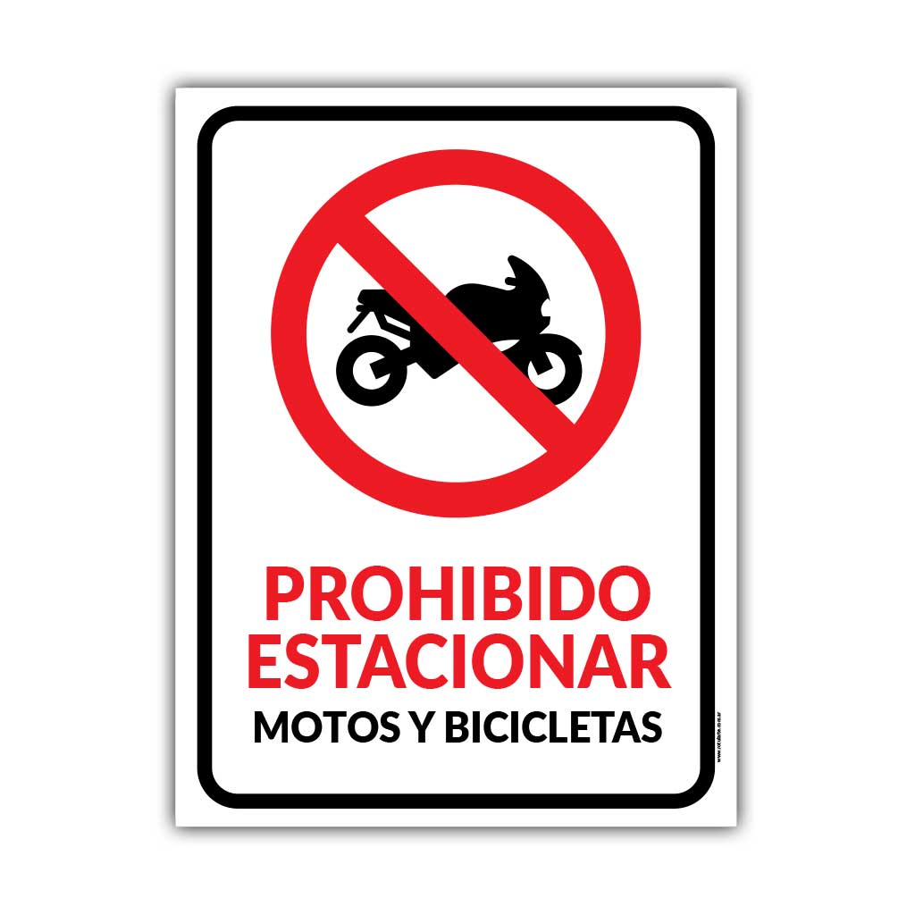 Cartel Prohibido Estacionar Motos y Bicicletas